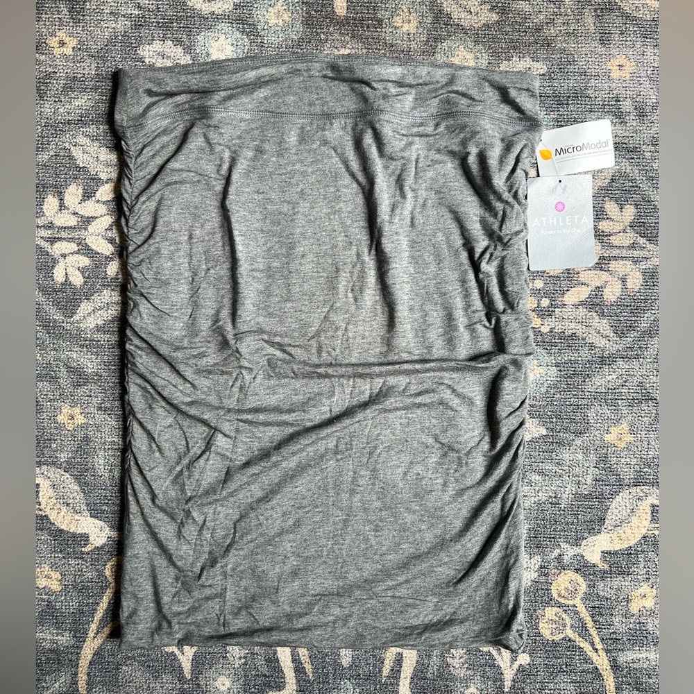 Athleta Gray Ruched Pencil Midi Skirt